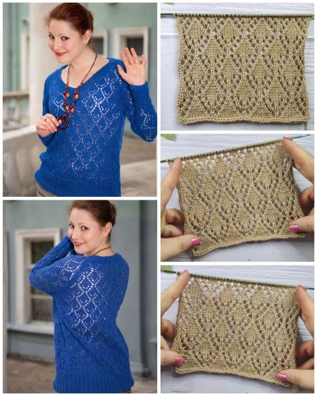 Pull Raglan à Losanges Ajourés